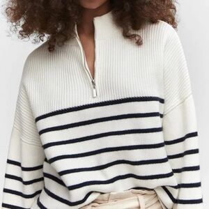 Mango stripped quarter zip